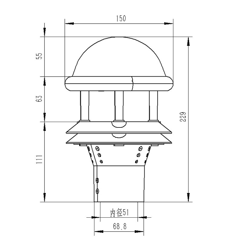 光學雨量傳感器廠家產品尺寸圖