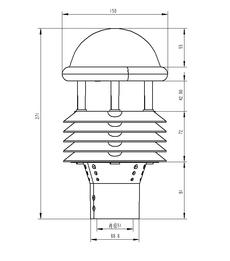 航空機場氣象傳感器產品尺寸圖